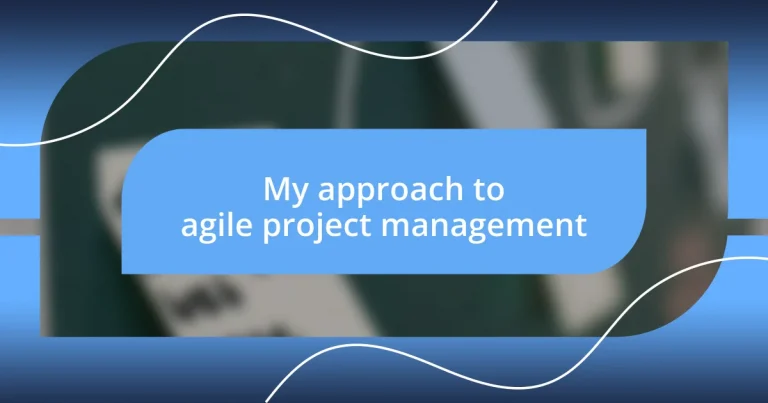 My approach to agile project management