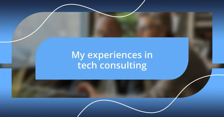 My experiences in tech consulting